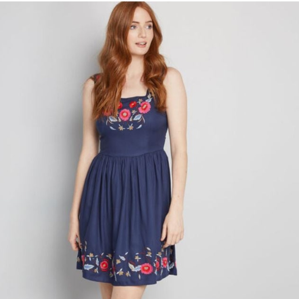 NEW Modcloth Enlightened Look Embroidered Dress